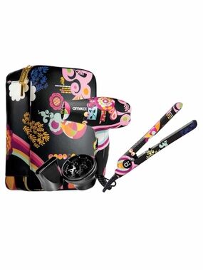 AMIKA Mighty travel-ready mini hair dryer, mini flat iron, travel bag kit NEW